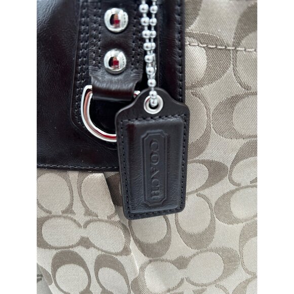 COACH Signature Stripe Pleated Tote Women’s Bag Khaki Brown F15510 - Picture 5 of 13